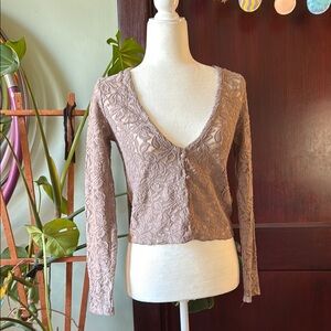 Lace cropped button up cardigan